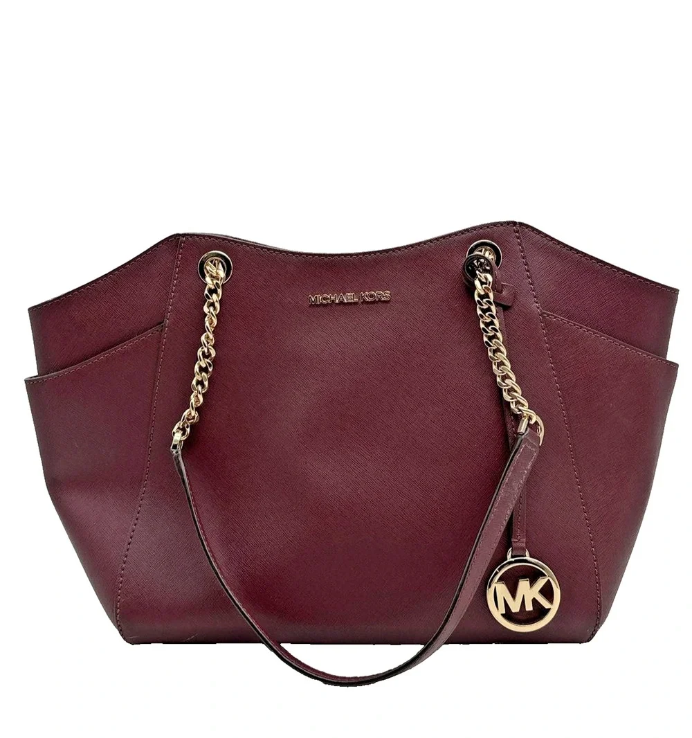 Michael Kors Jet Set Large Saffiano Burgundy Shoulder Bag